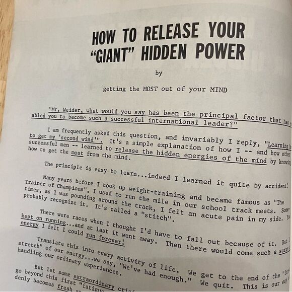 Vintage Joe Weider How to Release Your Hidden Giant's Power Booklet Bodybuilding - Picture 3 of 4